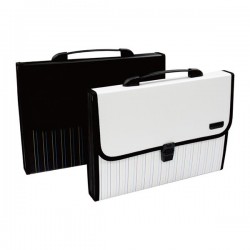 Servieta Plastic Cu Maner 7 Compartimente Alb/Negru Deli